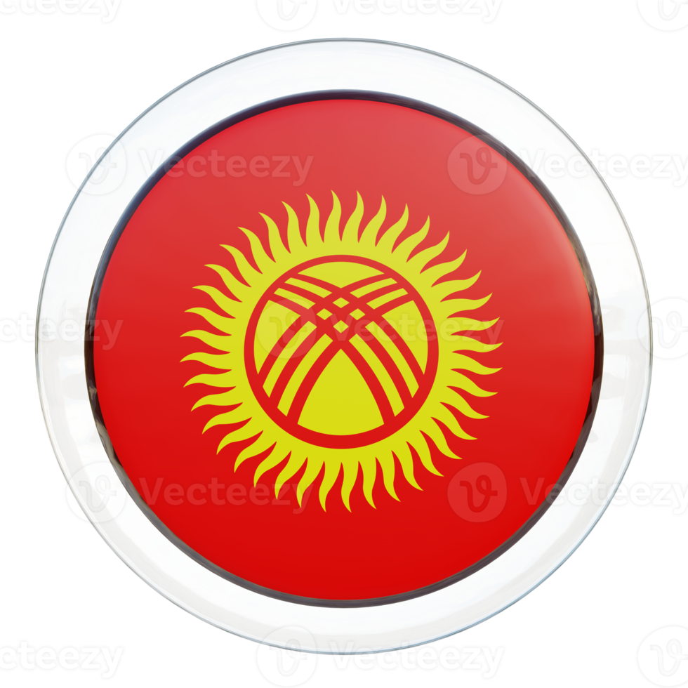 Bandera de círculo brillante con textura 3d de Kirguistán png