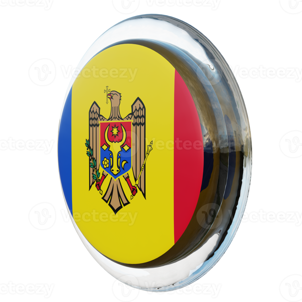 Moldova Right View 3d textured glossy circle flag png