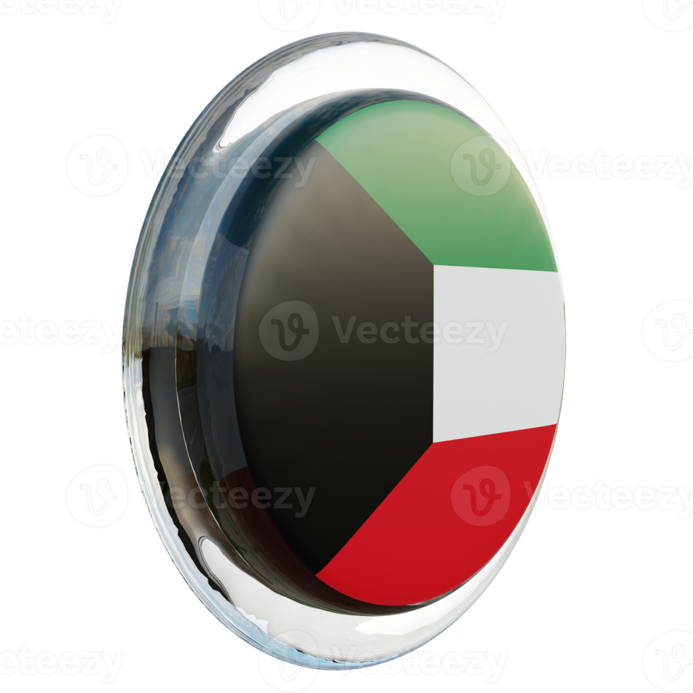 Kuwait Left View 3d textured glossy circle flag png