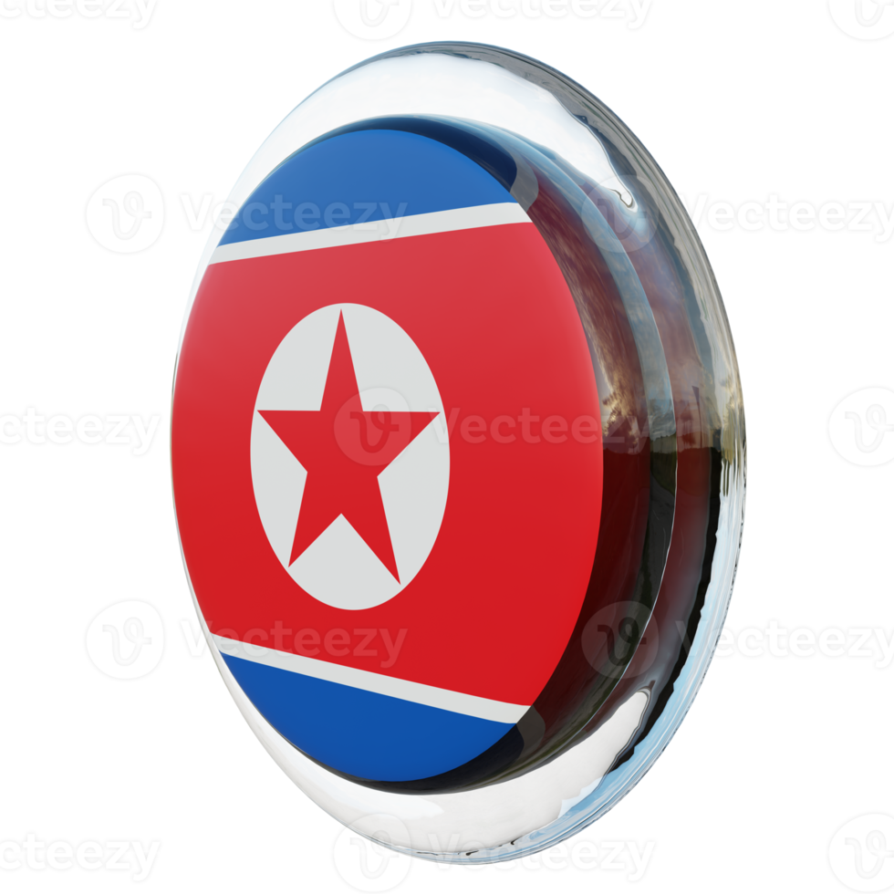 norr korea rätt se 3d texturerad glansig cirkel flagga png