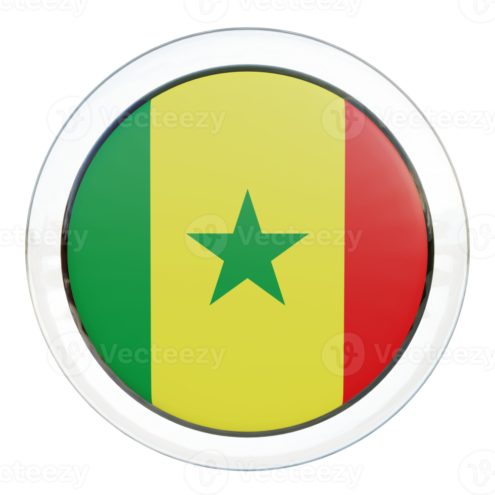 Senegal 3d getextureerde glanzend cirkel vlag png