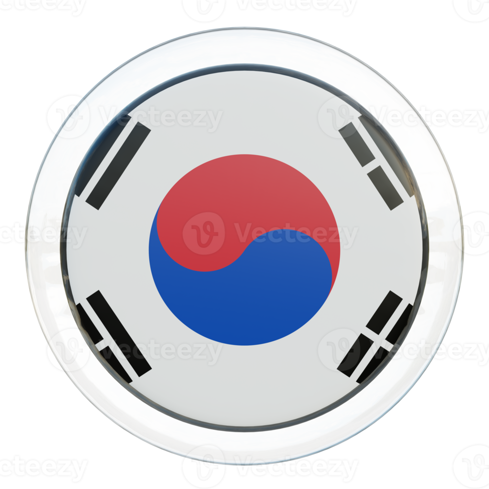 söder korea 3d texturerad glansig cirkel flagga png