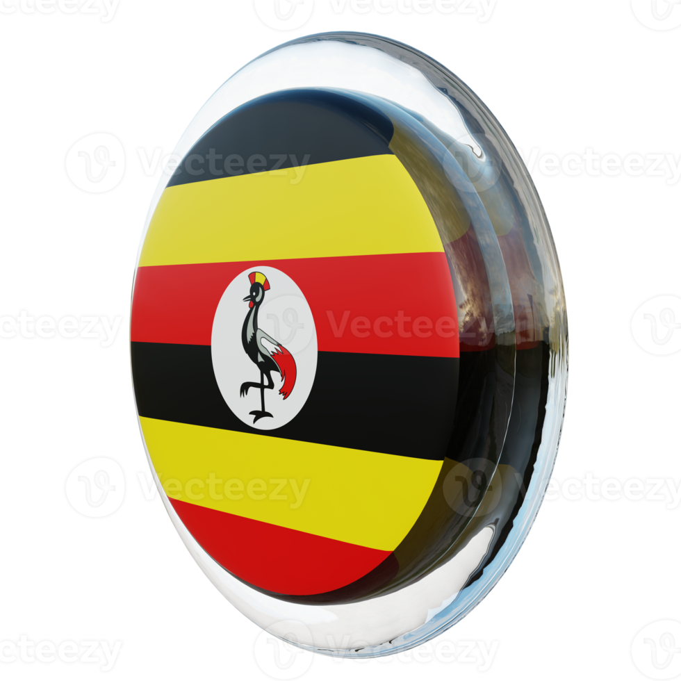 ouganda vue de droite drapeau de cercle brillant texturé 3d png