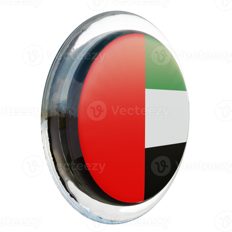 United Arab Emirates Left View 3d textured glossy circle flag png