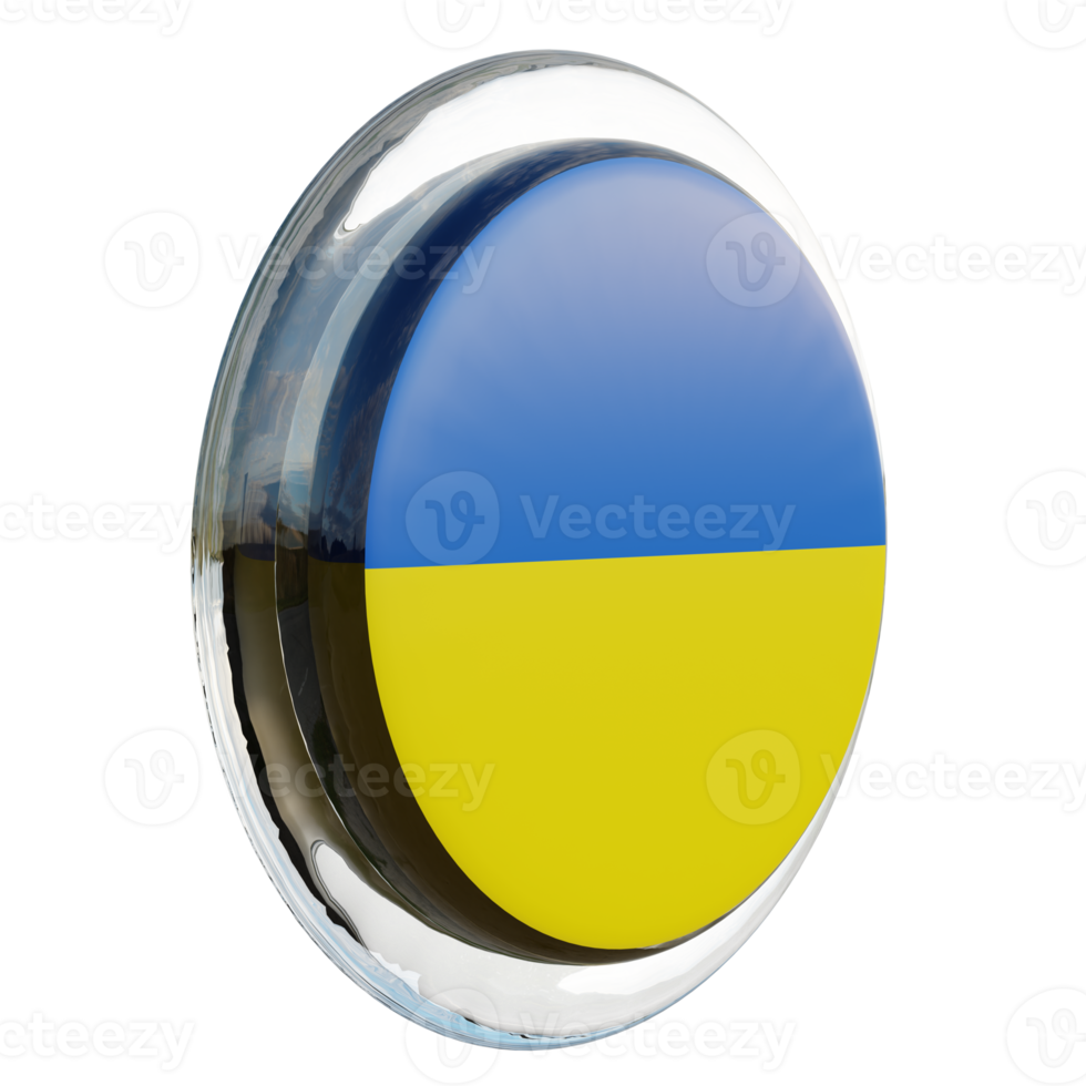 Ukraine Left View 3d textured glossy circle flag png