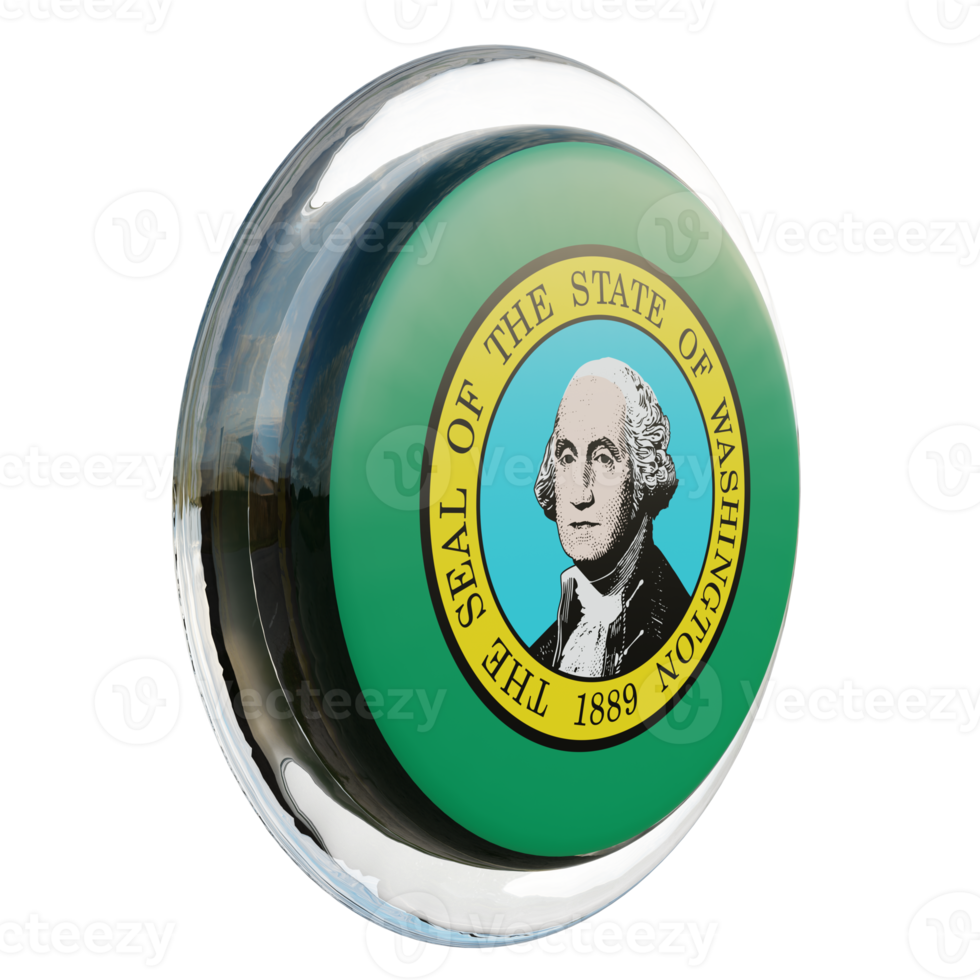 Washington Left View 3d textured glossy circle flag png