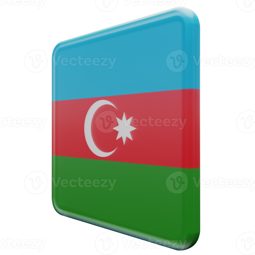 Azerbaijan Right View 3d textured glossy square flag png