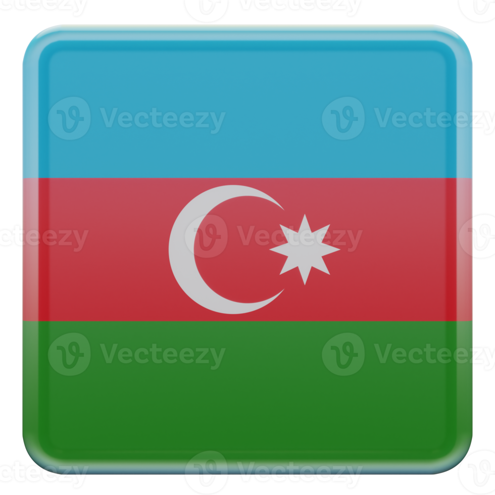 Azerbaijan 3d textured glossy square flag png