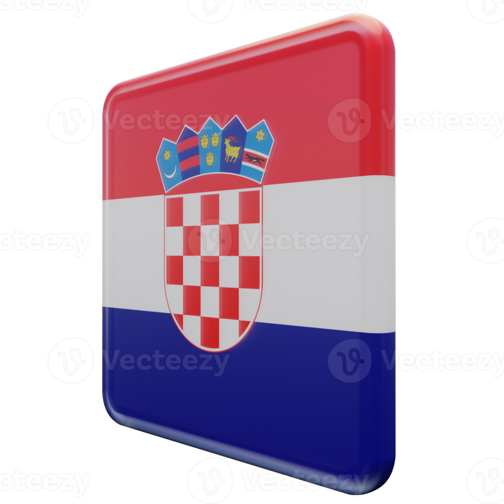 Croatia Right View 3d textured glossy square flag png