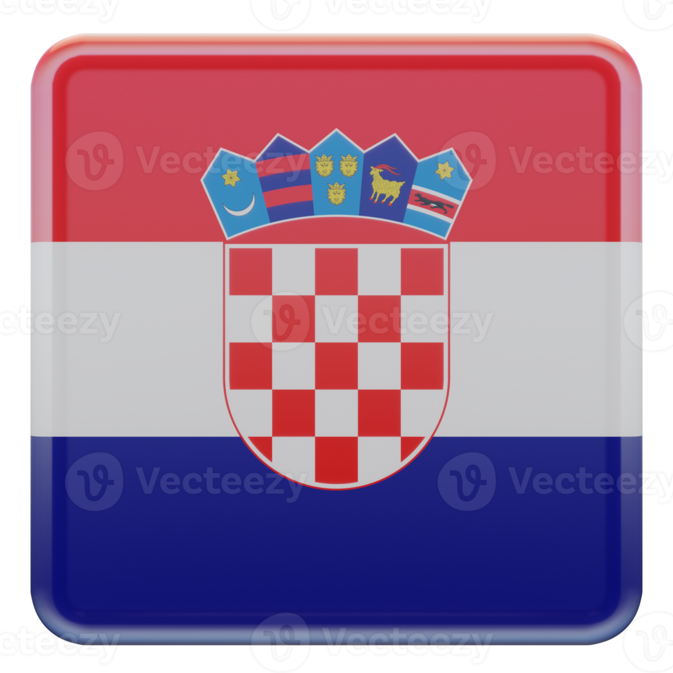 Croatia 3d textured glossy square flag png