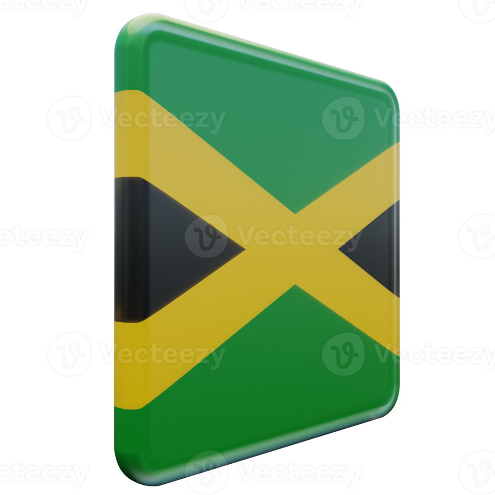 Jamaica Left View 3d textured glossy square flag png