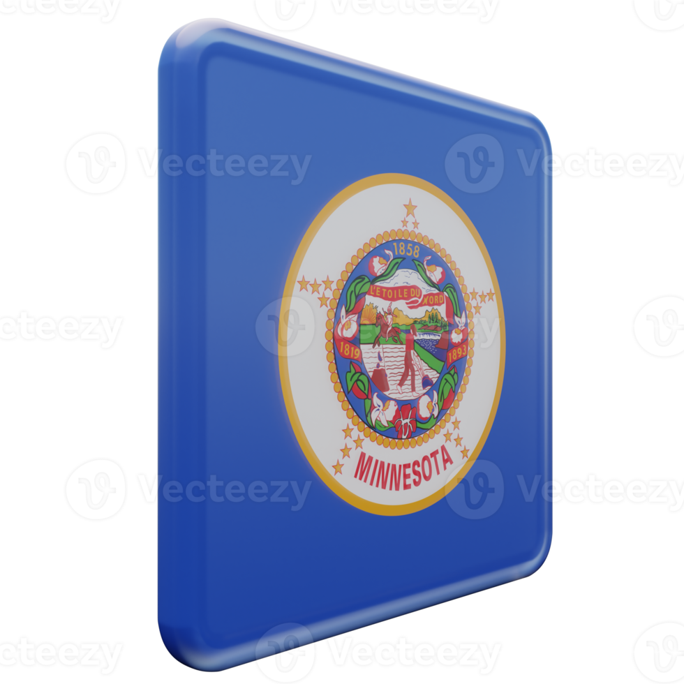 Minnesota Left View 3d textured glossy square flag png