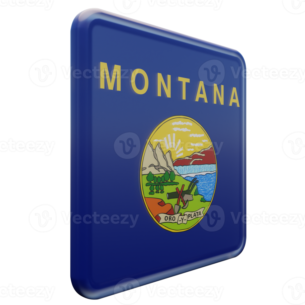 Montana links visie 3d getextureerde glanzend plein vlag png