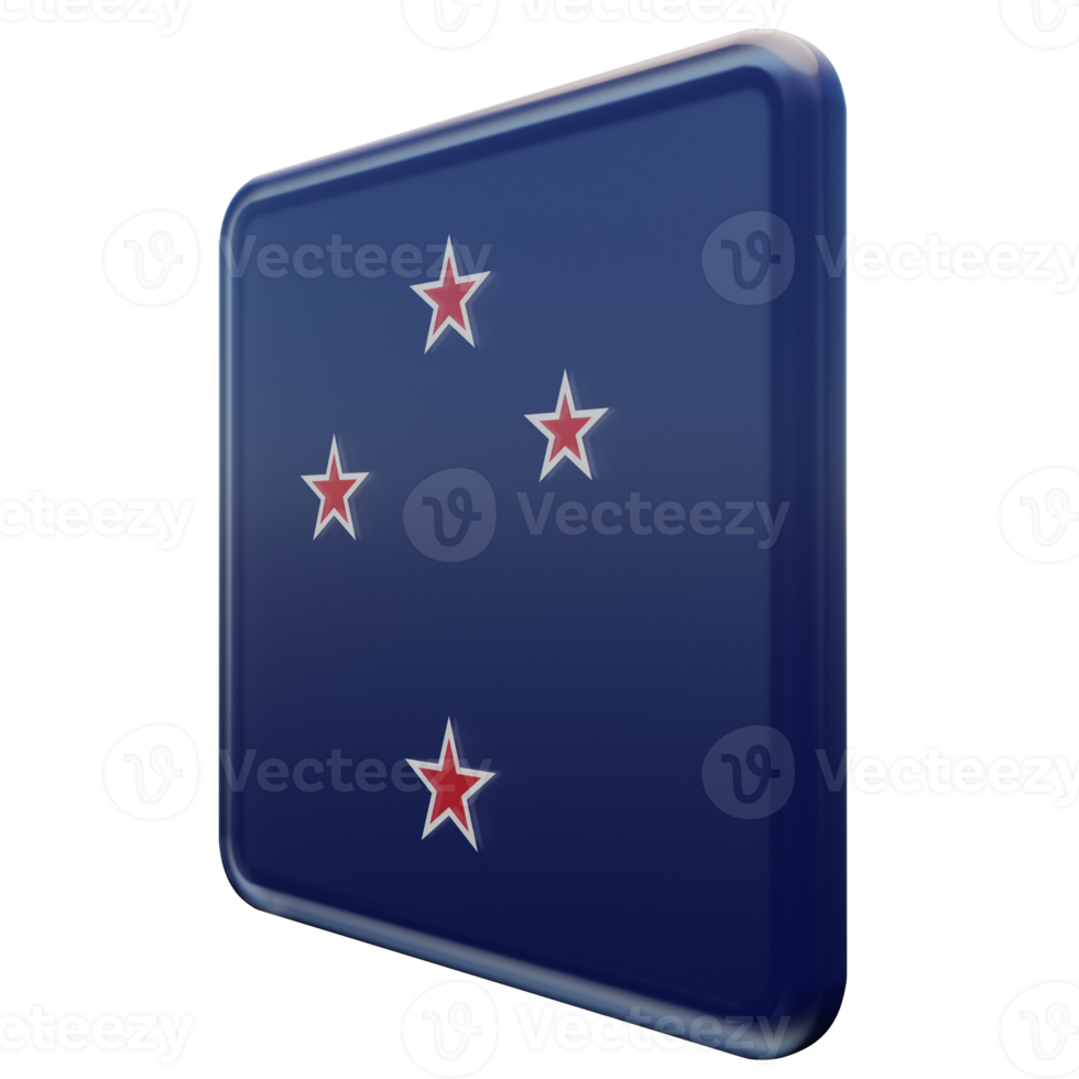 New Zealand Right View 3d textured glossy square flag png