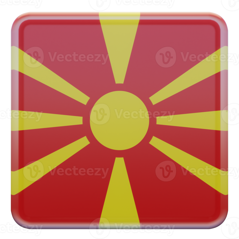 macedonia del norte bandera cuadrada brillante texturizada 3d png