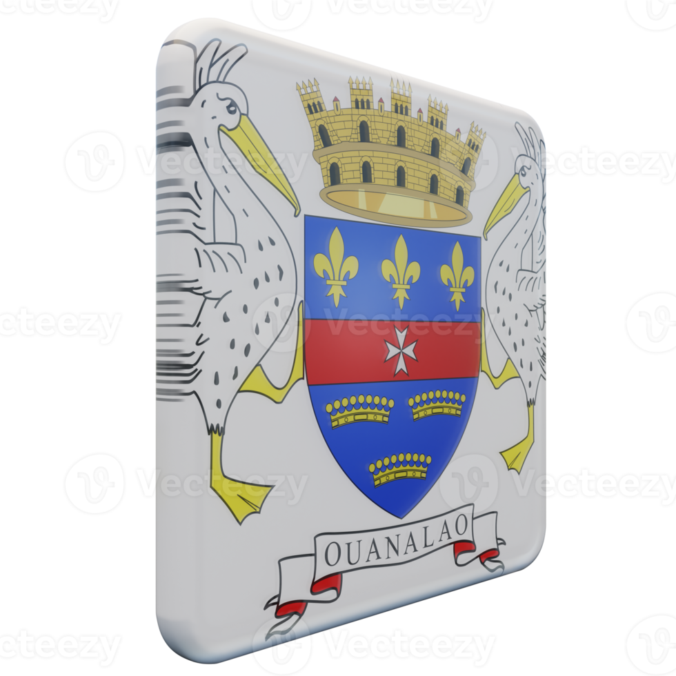 Saint Barthelemy Left View 3d textured glossy square flag png