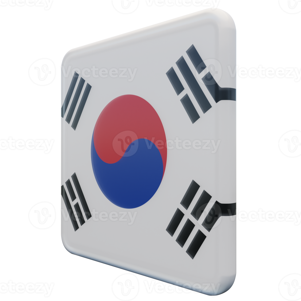 South Korea Right View 3d textured glossy square flag png