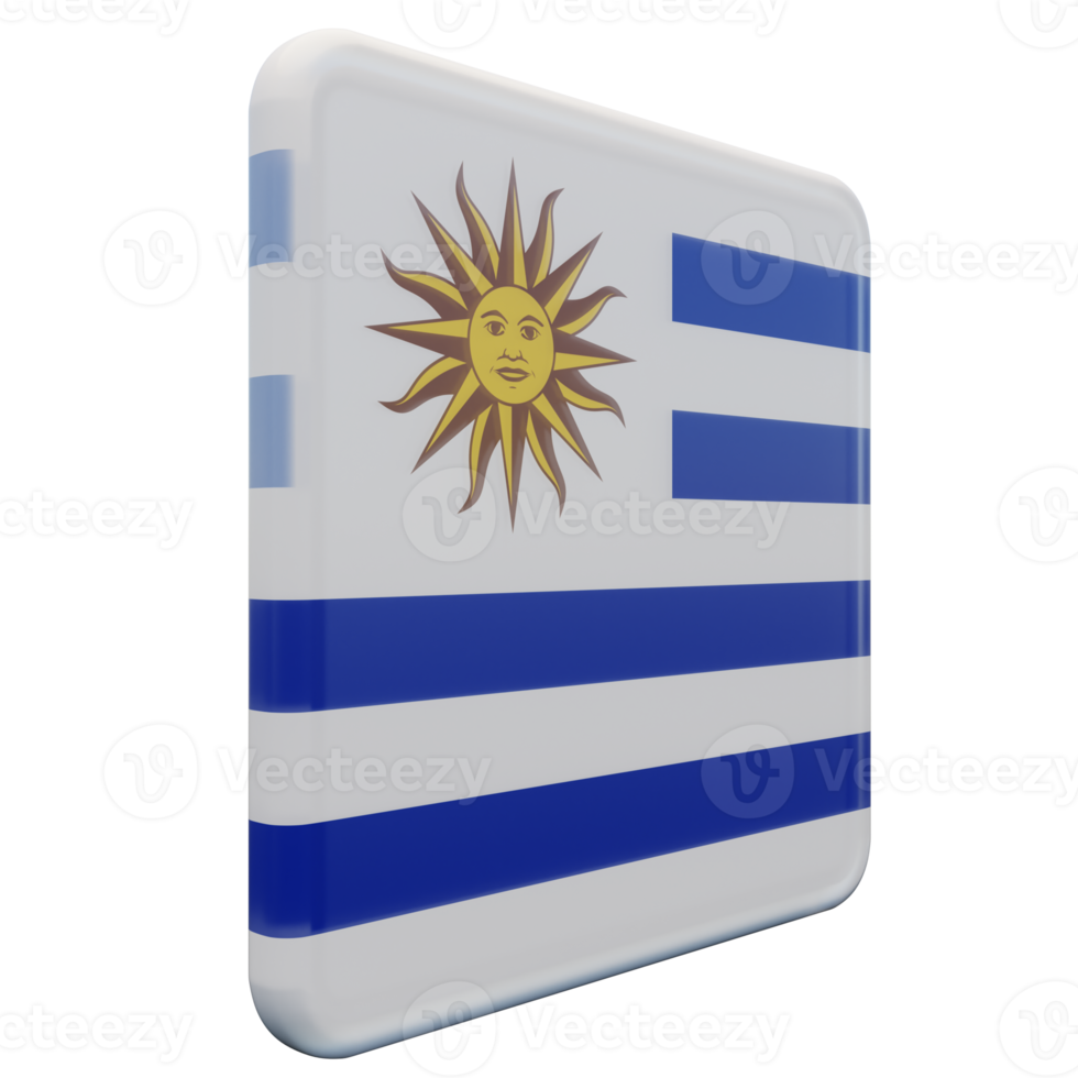 uruguai vista esquerda 3d bandeira quadrada brilhante texturizada png