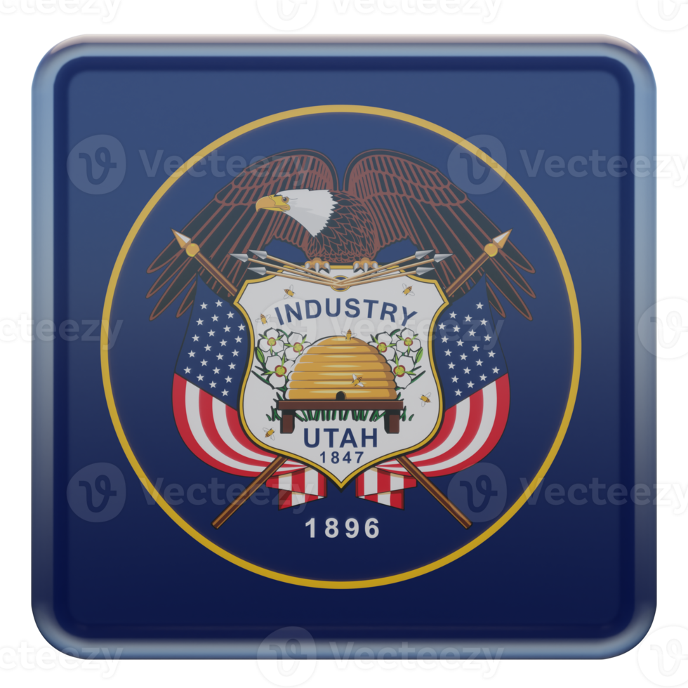 utah 3d texturerad glansig fyrkant flagga png