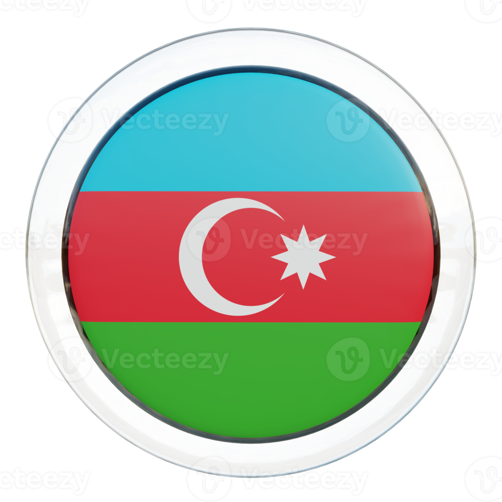 azerbaijan 3d texturerad glansig cirkel flagga png