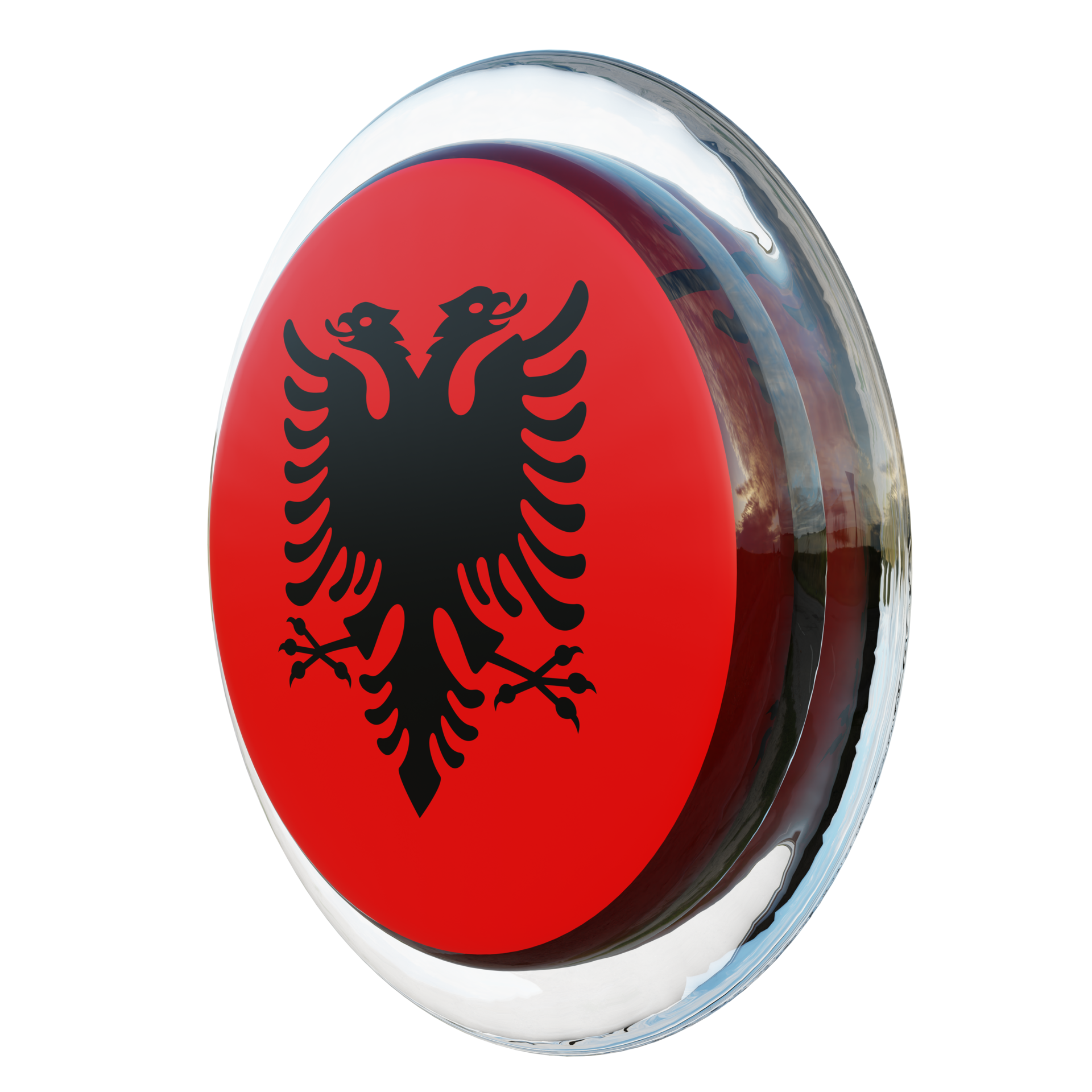 Albania Right View 3d textured glossy circle flag 10865108 PNG
