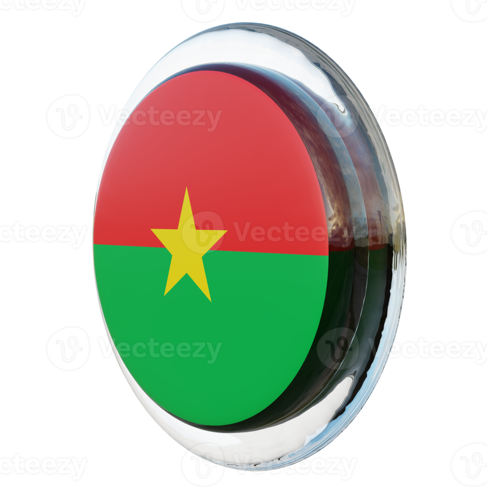 Burkina Faso Right View 3d textured glossy circle flag png