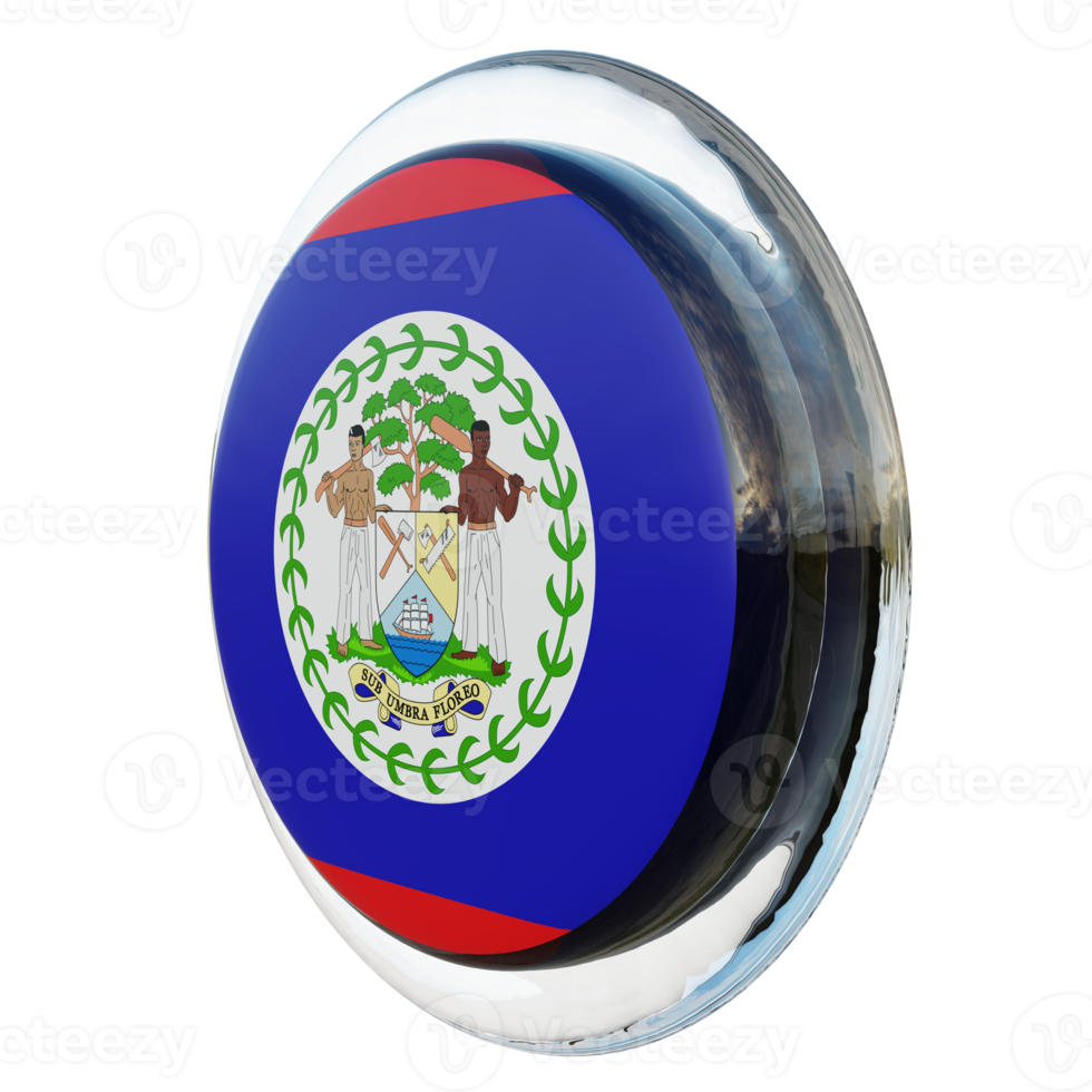 Belize Right View 3d textured glossy circle flag png