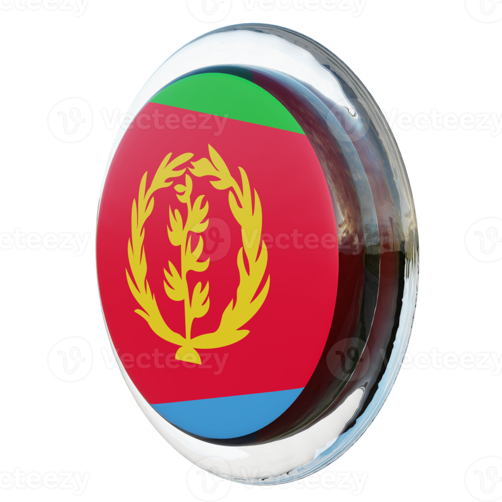 Eritrea Right View 3d textured glossy circle flag png