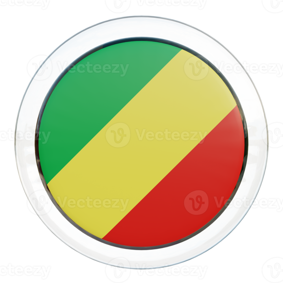 Republic of Congo 3d textured glossy circle flag png