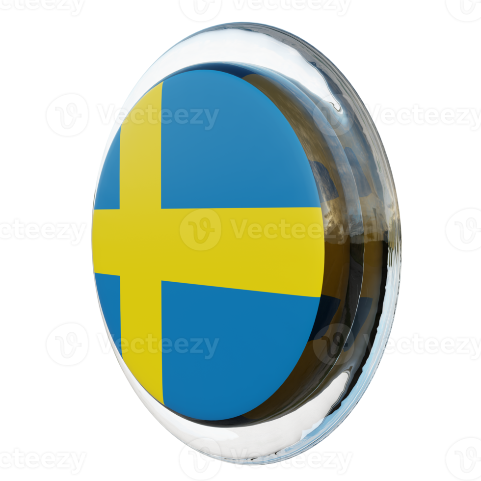 Sweden Right View 3d textured glossy circle flag png