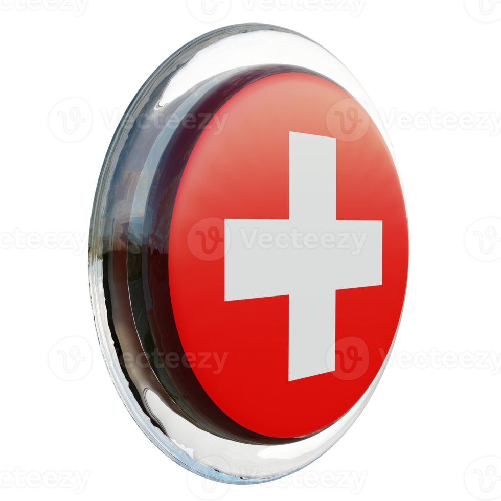 Switzerland Left View 3d textured glossy circle flag png