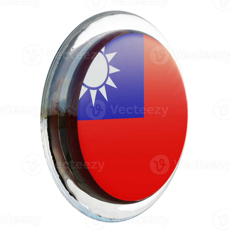 Taiwan republiek van China links visie 3d getextureerde glanzend cirkel vlag png