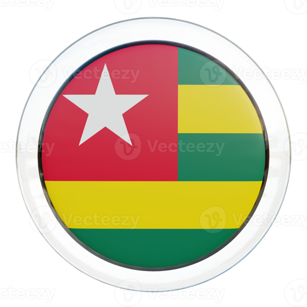 Togo 3d texturerad glansig cirkel flagga png