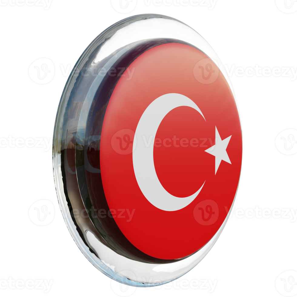 türkei linke ansicht 3d texturierte glänzende kreisflagge png