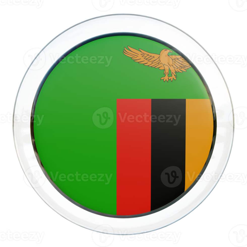 Zambia 3d textured glossy circle flag png