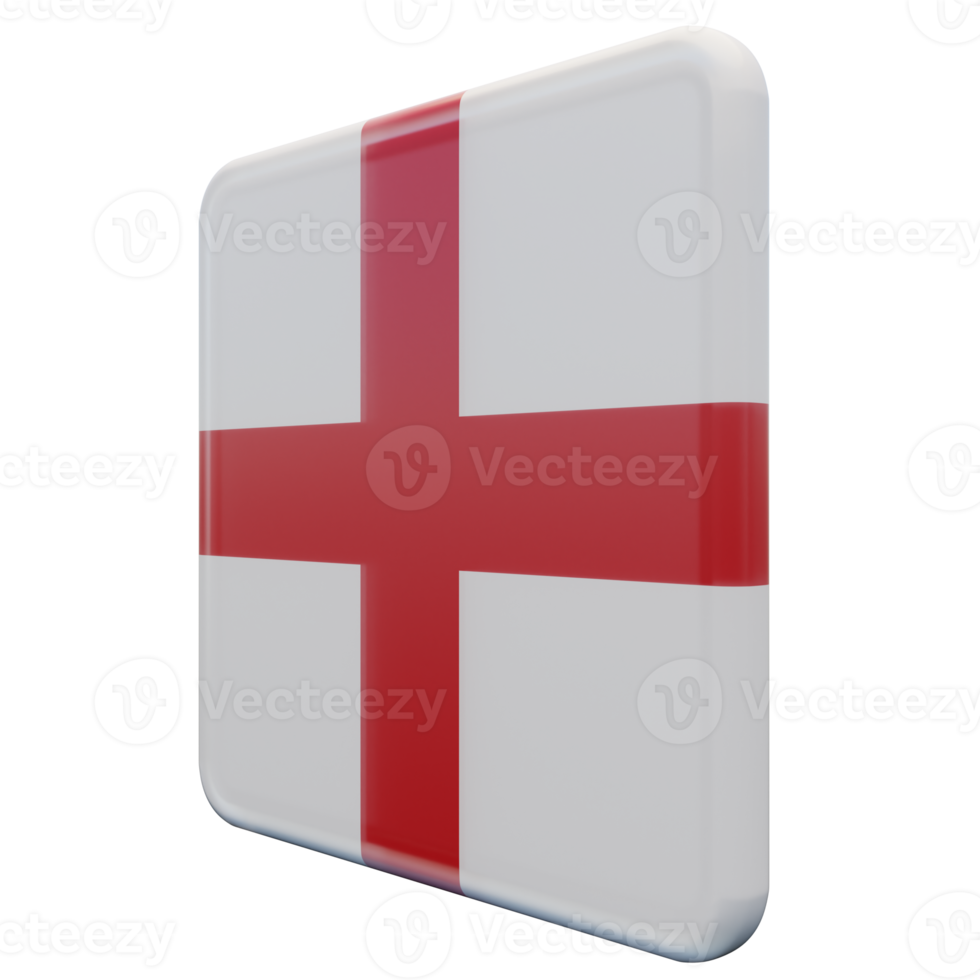 England Right View 3d textured glossy square flag png