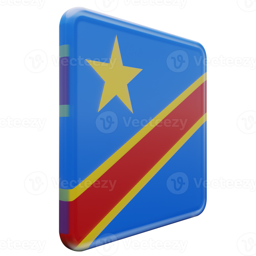 república democrática del congo izquierda vista 3d textura brillante bandera cuadrada png