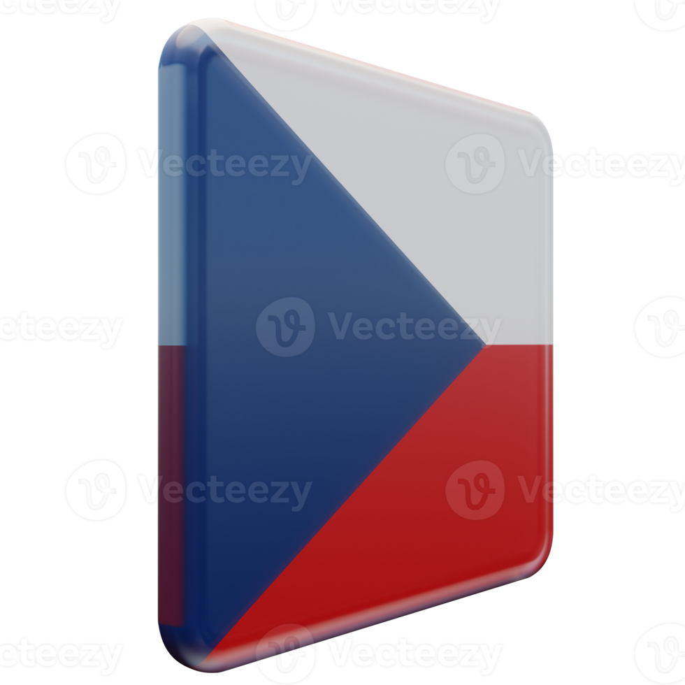 république tchèque vue de gauche drapeau carré brillant texturé 3d png