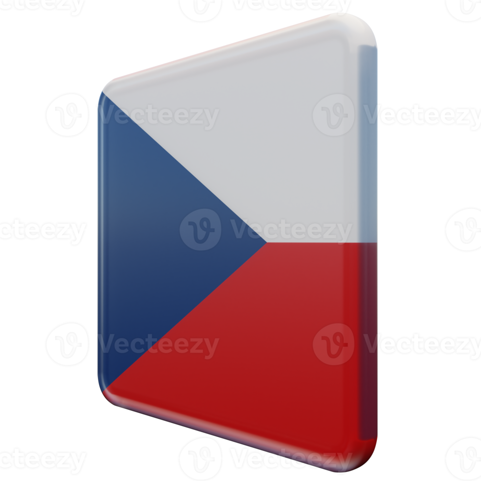 Tsjechisch republiek Rechtsaf visie 3d getextureerde glanzend plein vlag png