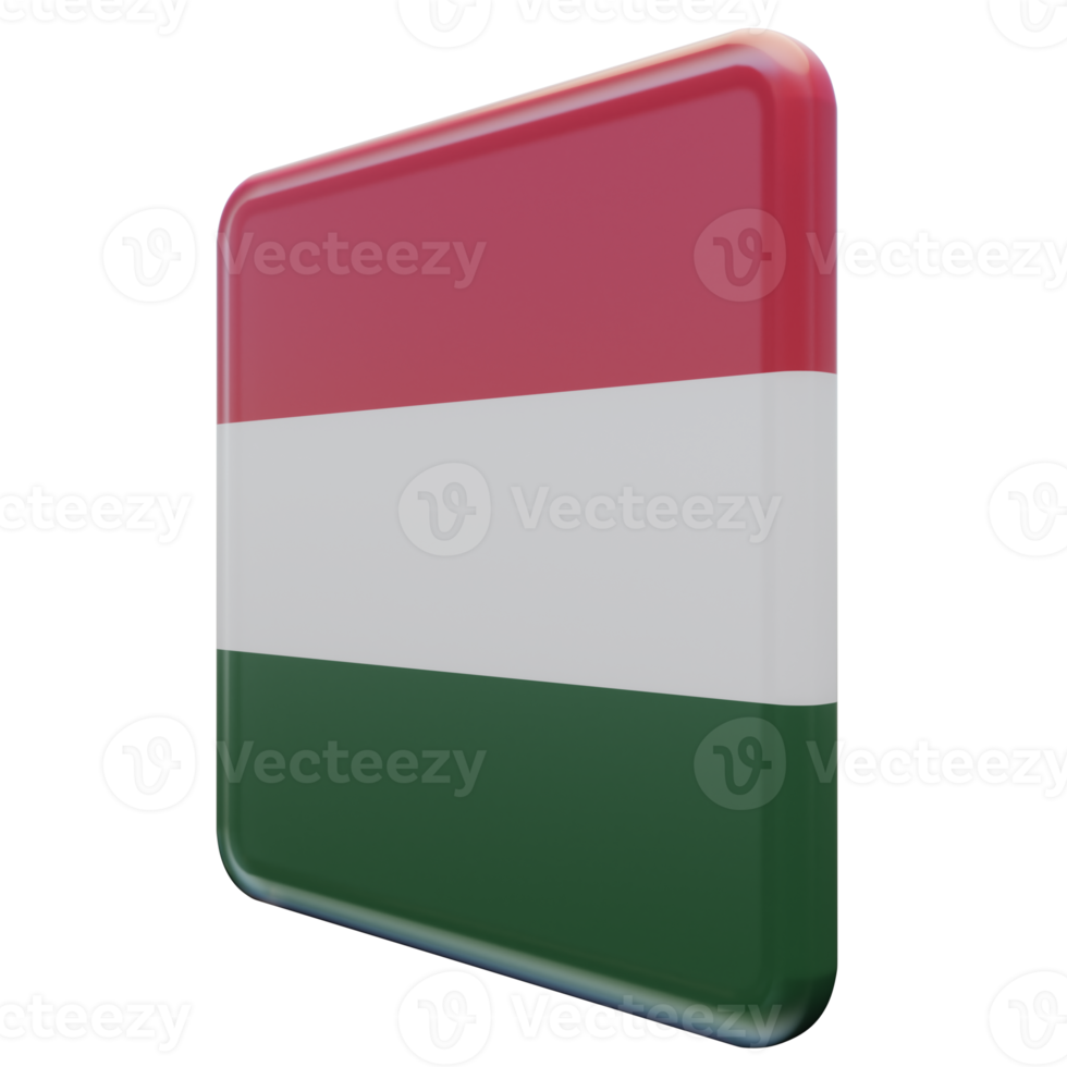 Hungary Right View 3d textured glossy square flag png