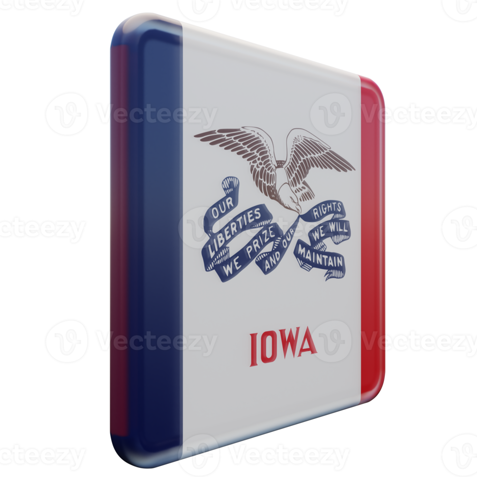 Iowa links visie 3d getextureerde glanzend plein vlag png