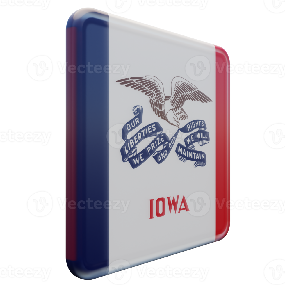 iowa vänster se 3d texturerad glansig fyrkant flagga png