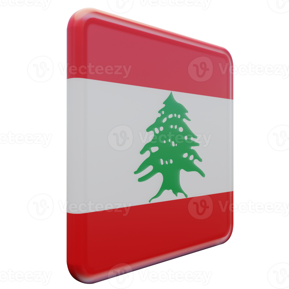 Lebanon Left View 3d textured glossy square flag png