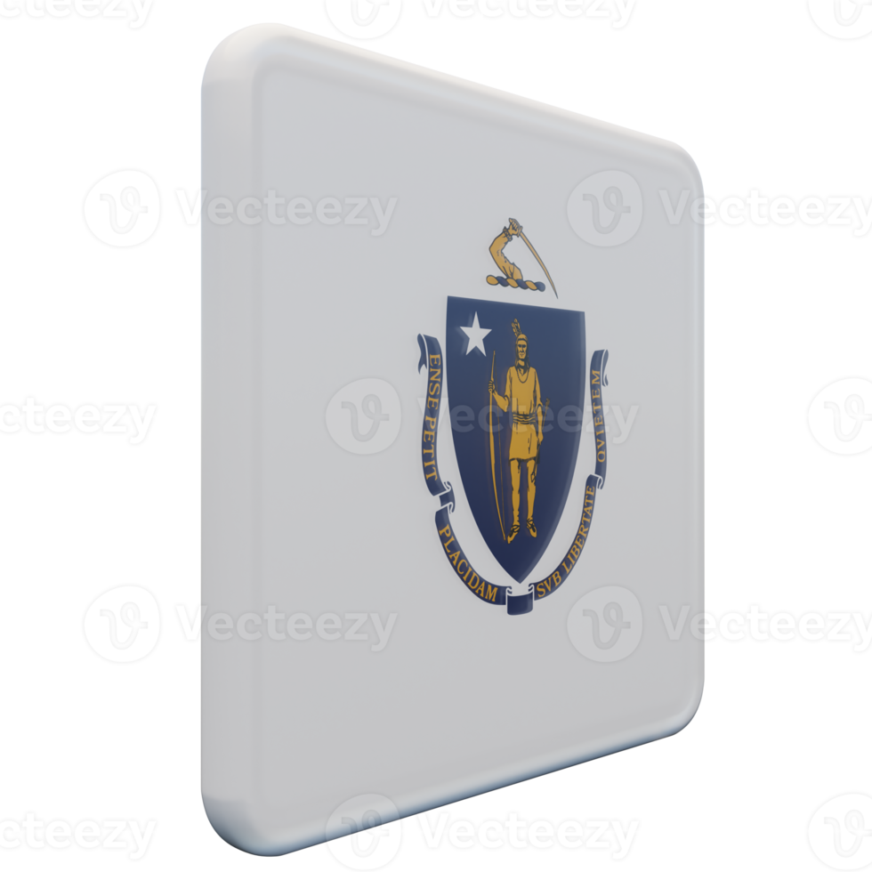 Massachusetts Left View 3d textured glossy square flag png