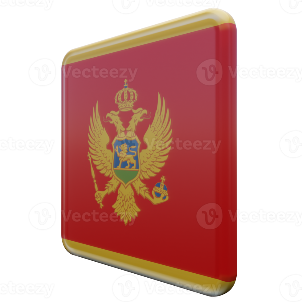 Montenegro Right View 3d textured glossy square flag png