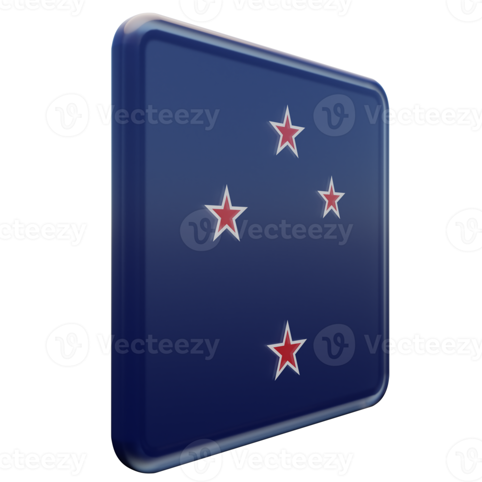 New Zealand Left View 3d textured glossy square flag png