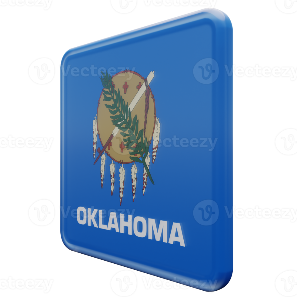 Oklahoma rätt se 3d texturerad glansig fyrkant flagga png