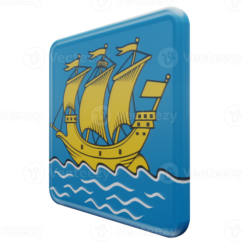 Saint Pierre and Miquelon Right View 3d textured glossy square flag png