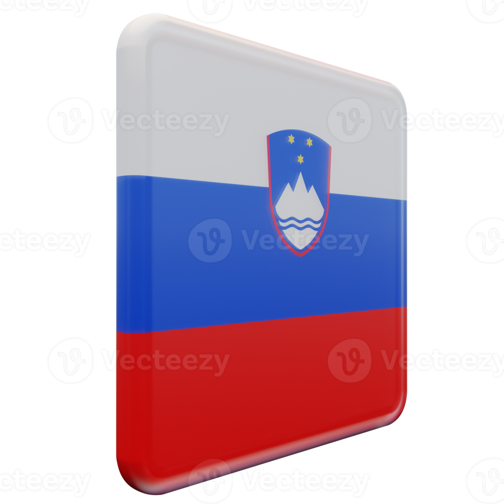 Slovenia Left View 3d textured glossy square flag png