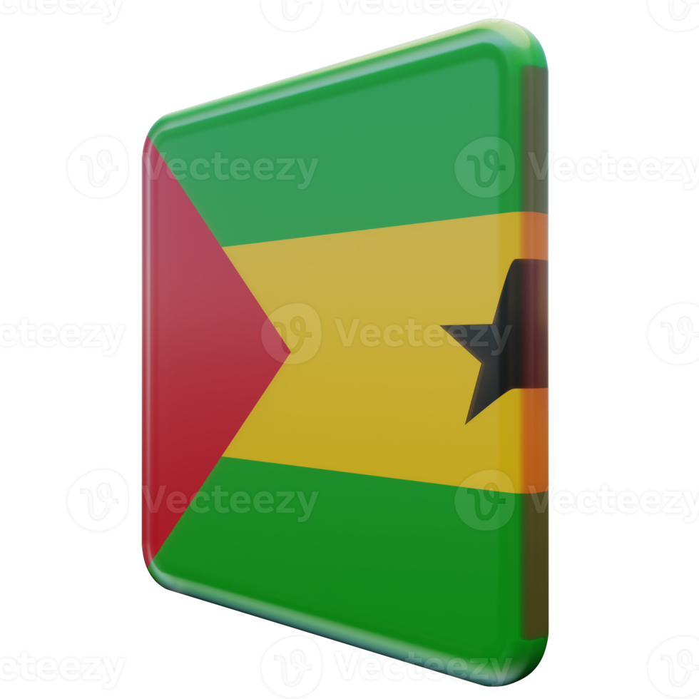 Sao Tome and Principe Right View 3d textured glossy square flag png